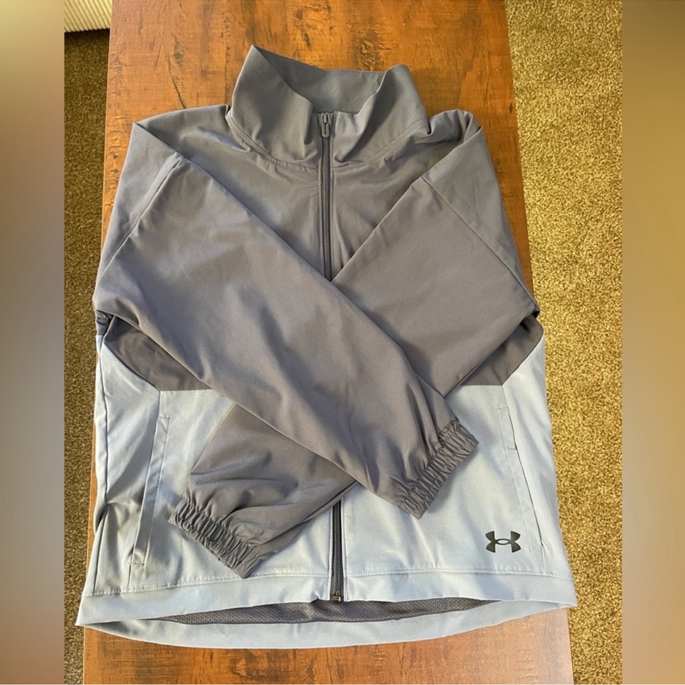 Under Armour Gray Full-Zip Wind Breaker Water Resistant Running Jacket